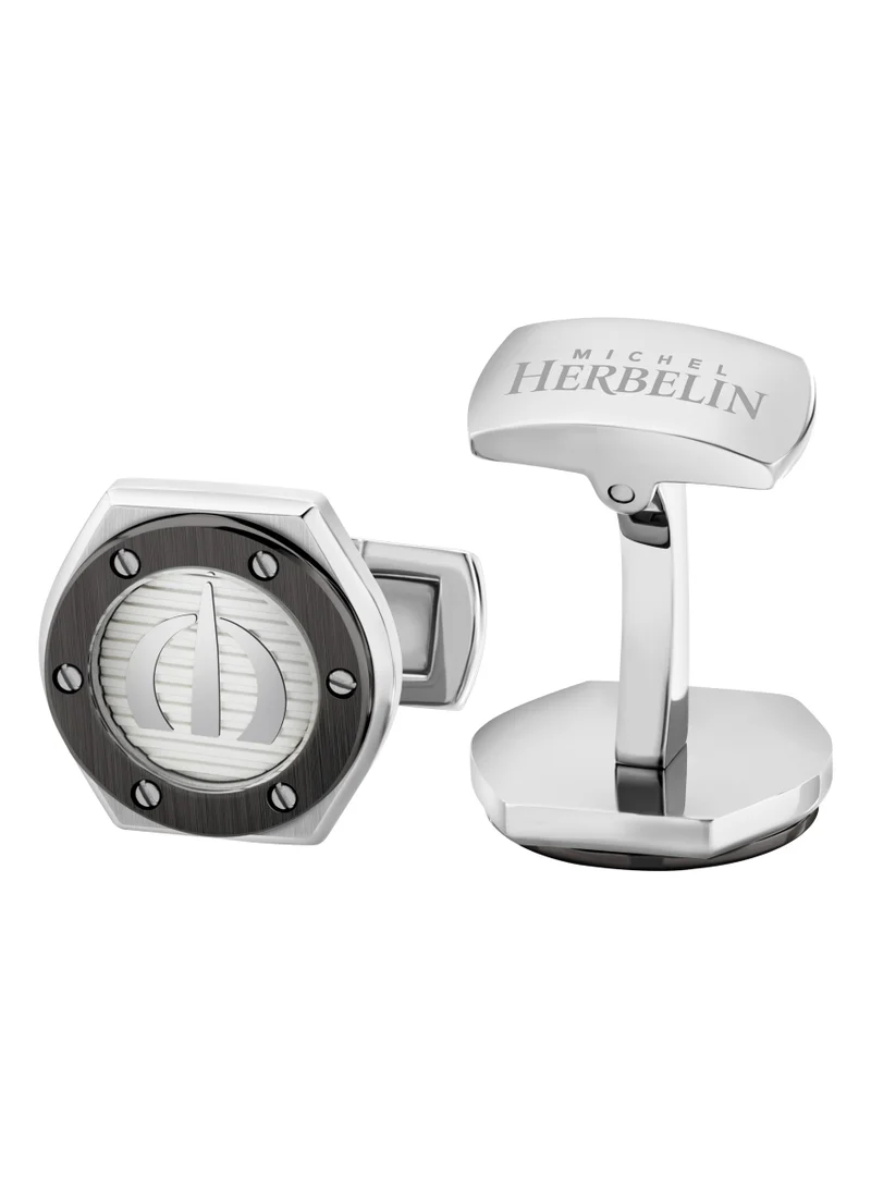 ميشيل هيربيلين Grey Plating And Stainless Steel Cufflink