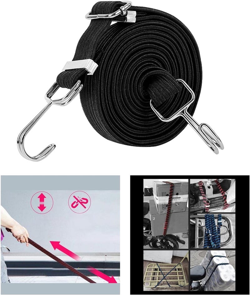 klarako Flat Bungee Cords, Long Bungee Straps Elastic Rope for Hand Carts, Securing Heavy Duty for Cargo, Moving, Luggage Rack, Camping  Black 2m - Image 5