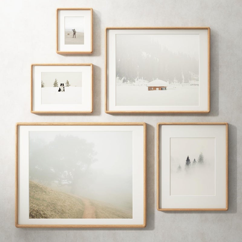 FLYJOE 12x16 Picture Frame, Natural Solid OAK Wood Photo Frame with HD Tempered Glass, Rounded Corner Frame 12 x 16 Matted to 8.5x11, Gallery Wall Frames for Art, Horizontal or Vertical Wall Mounting - Image 2