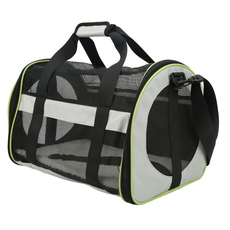 Foldable Pet Carrier: Light Gray 600D Nylon - Zipped Side Entrance Premium Ventilation Adjustable Shoulder Strap for Cat and Dog Air Car Travel - Image 5