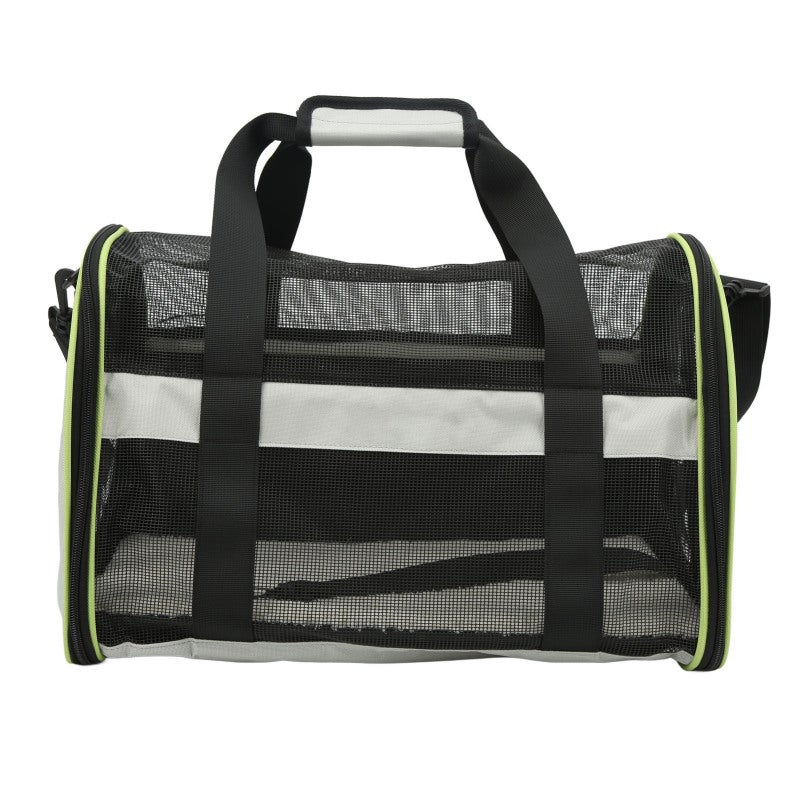 Foldable Pet Carrier: Light Gray 600D Nylon - Zipped Side Entrance Premium Ventilation Adjustable Shoulder Strap for Cat and Dog Air Car Travel - Image 1