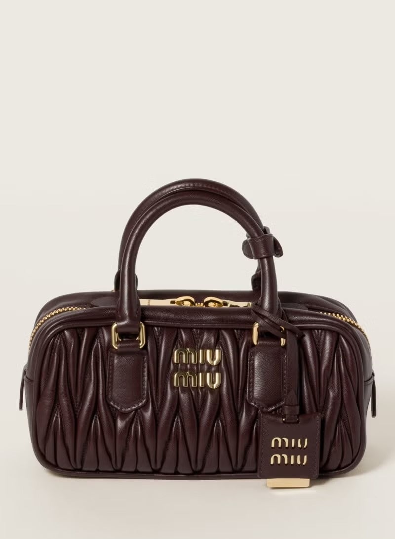 miu miu Classic Logo Matelassé Leather Mini Handbag – Elegant Top Handle Crossbody Shoulder Bag for Women – Stylish Daily Office & Travel Bag - Image 1