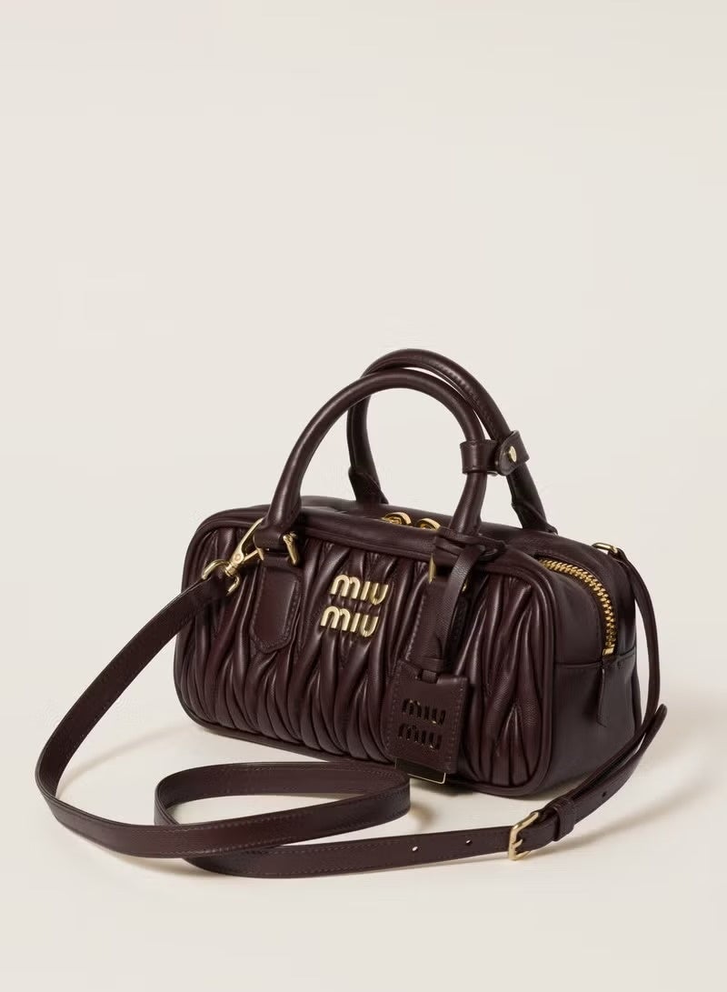 miu miu Classic Logo Matelassé Leather Mini Handbag – Elegant Top Handle Crossbody Shoulder Bag for Women – Stylish Daily Office & Travel Bag - Image 2