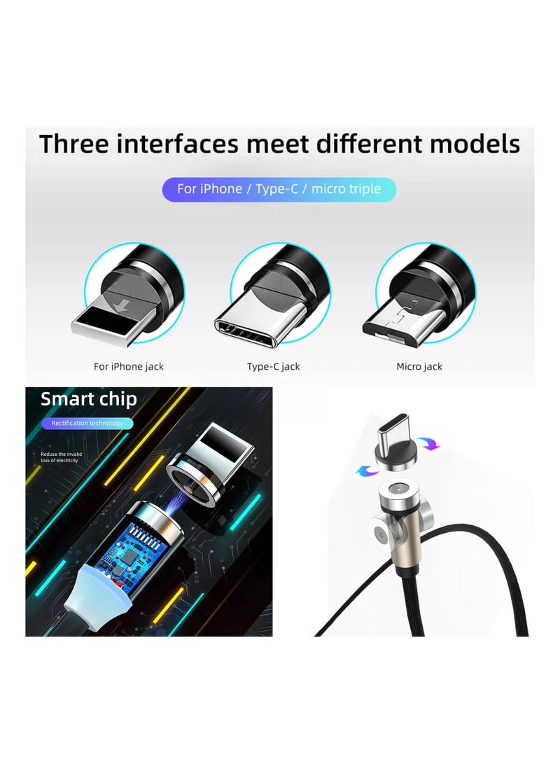 Zikra 3 in 1 Telescopic Portable Charging Cable, Multifunctional Data and Charging Telescopic Cable with Lanyard Compact 3 in 1 Portable Data Sync & Charge Cable 360¬∞ Rotating Magnetic Phone Charger Cable - Image 2