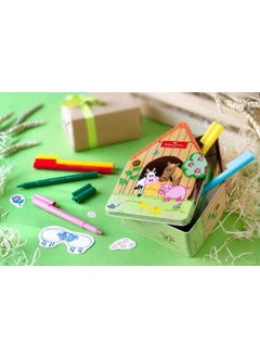 Faber 155539 - Felt Tip Pen Set Connector Farm 18 Metal Box Washable Coloring Set for Children  - Image 2