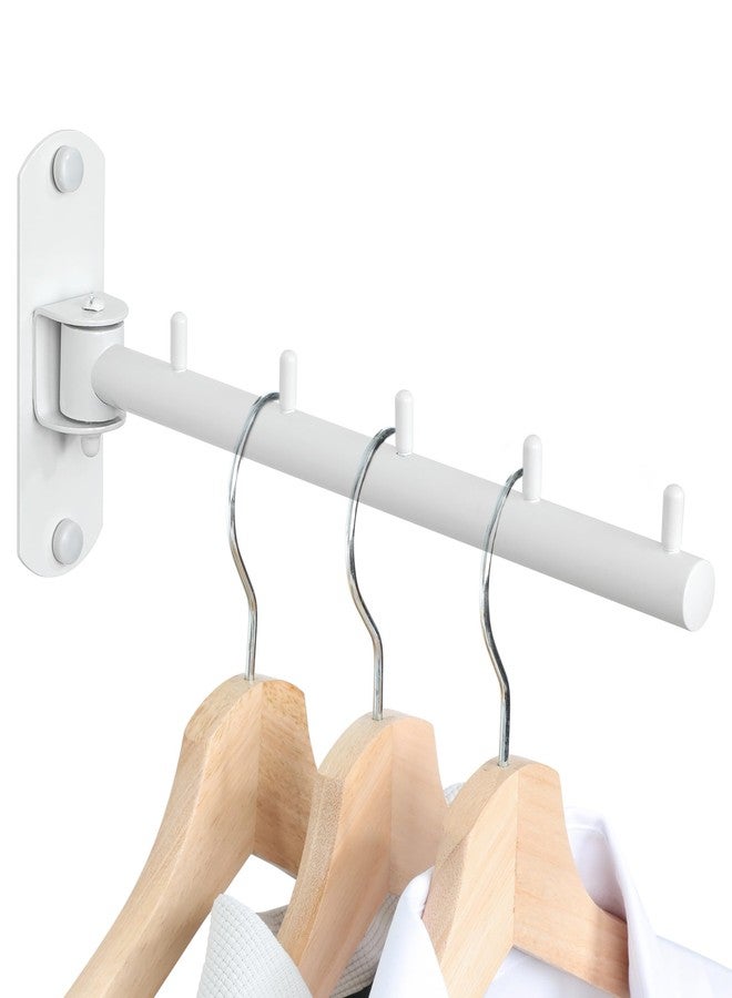 Mooche Swing Clothes Hanger Rack,Garment Racks Wall Mounted Clothes Bar-Hanger Holder Hooks Heavy Duty Folding Drying Rack Space Saving Clothing Hanging System Closet Storage Organizer,White Finish - Image 1