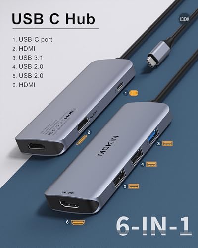 Mokin Docking Station USB C to Dual HDMI Adapter, MOKiN USB C Hub Dual HDMI Monitors for Windows,USB C Adapter with Dual HDMI,3 USB Port,PD Compatible for Dell XPS 13/15, Lenovo Yoga,etc - Image 2