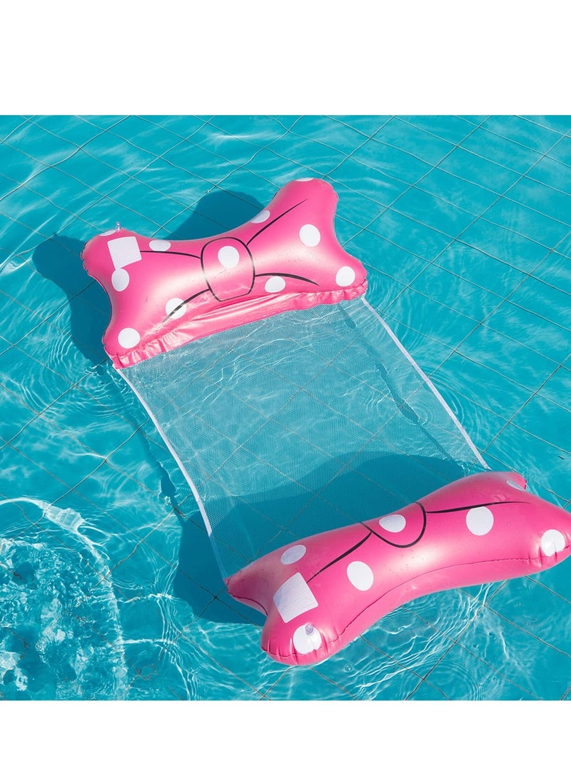 Reko Pool Hammock - Inflatable Float for Adults with Portable Air Pump - Cute Bow-Knot Lounge Chair Water Floatie - Image 3