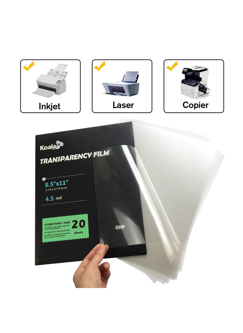 KOALA PAPER KOALA Transparency Film for Inkjet/Laser Jet Printers - 8.5 x 11 Inch 20 Sheets Printable Transparency Paper for OHP Film Overhead Projector Film or Craft Projects  - Image 2
