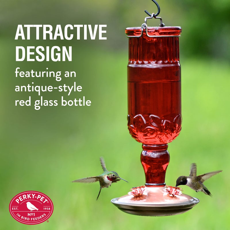 Perky-Pet 8119-2 Red Antique Bottle Hummingbird Feeder Large - Image 2