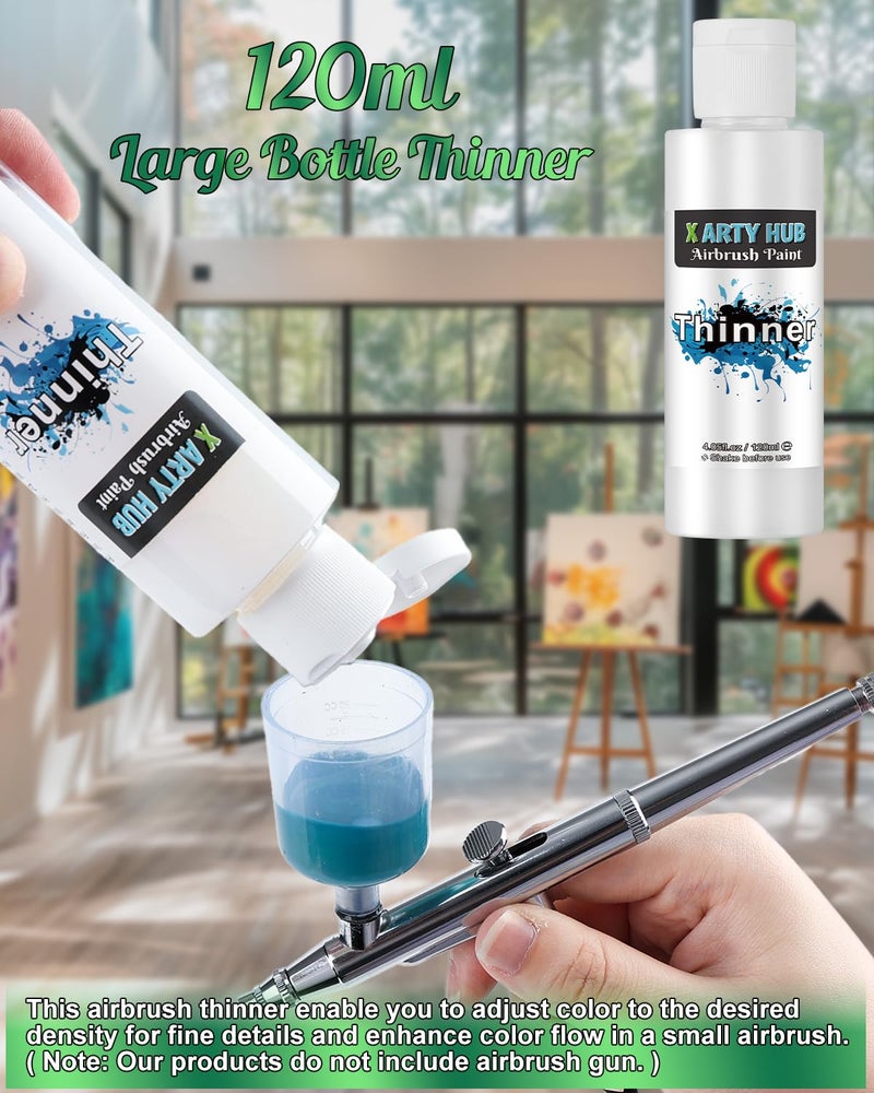 X ARTY HUB Airbrush Paint - 42 Colors with 4.05 Fl Oz Thinner, Iridescent, Neon and Metallic Air Brush Paints Acrylic Ready to Spray, Water-Based Painting Set for Artists Beginners - Image 4