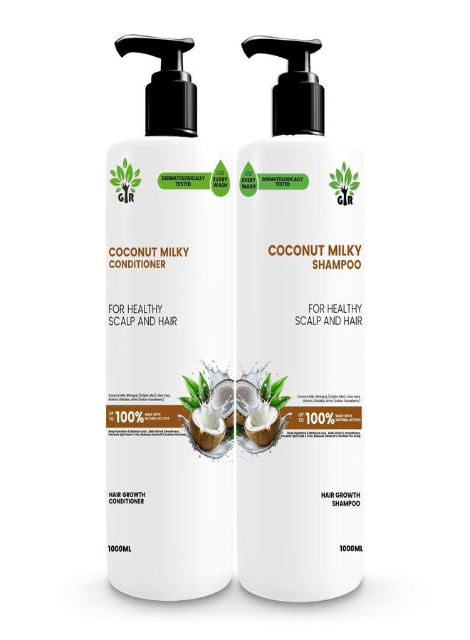 GIR Coconut Milky Shampoo - 1L & Conditioner - 1L - Combo - Special Coconut & Milk Formula - for strength & shine Hair - Image 1