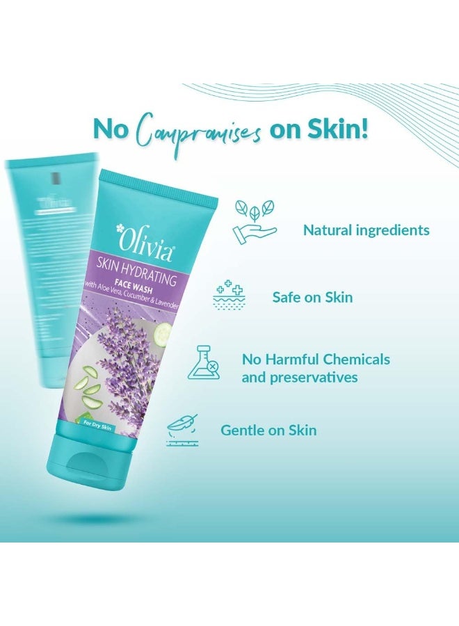 Olivia Hydrating Face Wash With Aloe Vera Cucumber And Lavender | Face Wash For Dry Skin, Normal Skin & Sensitive Skin | Gently Cleanses Skin From Dirt & Oil, Paraben Free - 100Ml - Image 4
