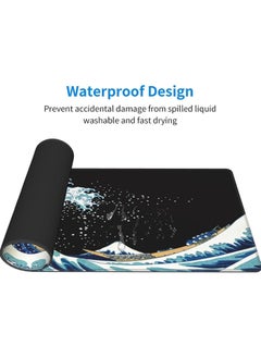 Generic Gaming Mouse Pad - Non-Slip Water-Resistant Rubber Base Computer Sea Wave Keyboard Mouse Mat,XL Large Anime Mouse Pad for Desk Computer Office Gaming 700*300*2MM  - Image 2