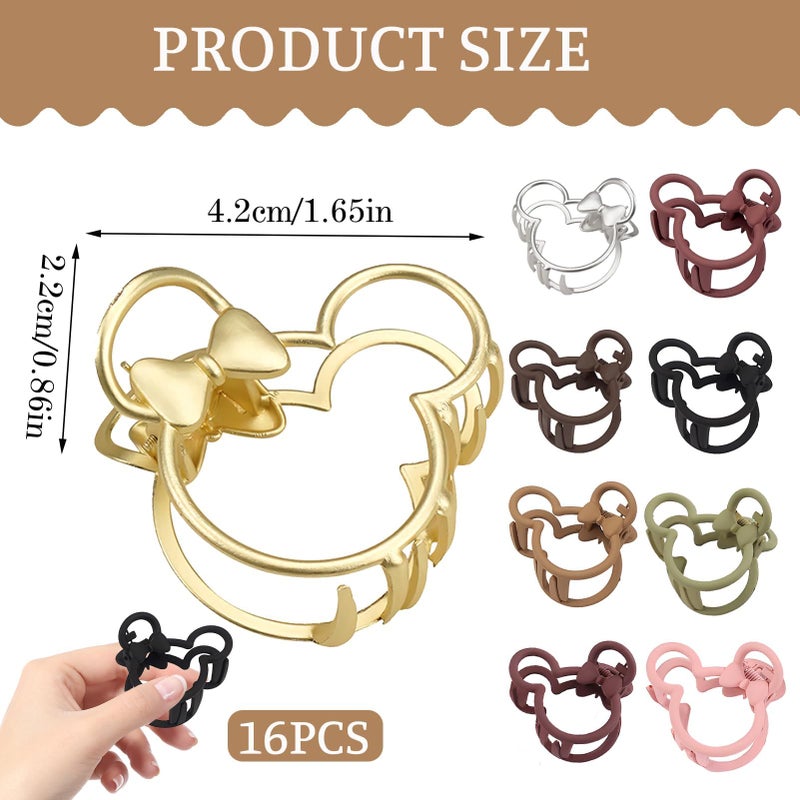 Aesnoun 16 PCS Mouse Lady Thick Hair Barrette Mouse Lady Thin Thick Clurly Vintage ABS Resin Hair Claw Clips Hair Jaw Clips Non-Slip Hair Catch Jaw Clamp Styling Accessories for Women Girl - Image 2