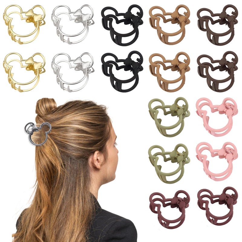 Aesnoun 16 PCS Mouse Lady Thick Hair Barrette Mouse Lady Thin Thick Clurly Vintage ABS Resin Hair Claw Clips Hair Jaw Clips Non-Slip Hair Catch Jaw Clamp Styling Accessories for Women Girl - Image 1
