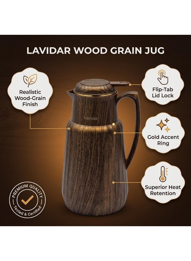 LAVIN by HB Collection | Material: Wooden Body | Inner: Pink Glass Inside | Capacity: 1 Liter | Model: Fashion and Elegance Design | Quality: High Quality Construction | Performance: Long Time Heat Retention | Suitable For: Tea& Coffee - Image 5