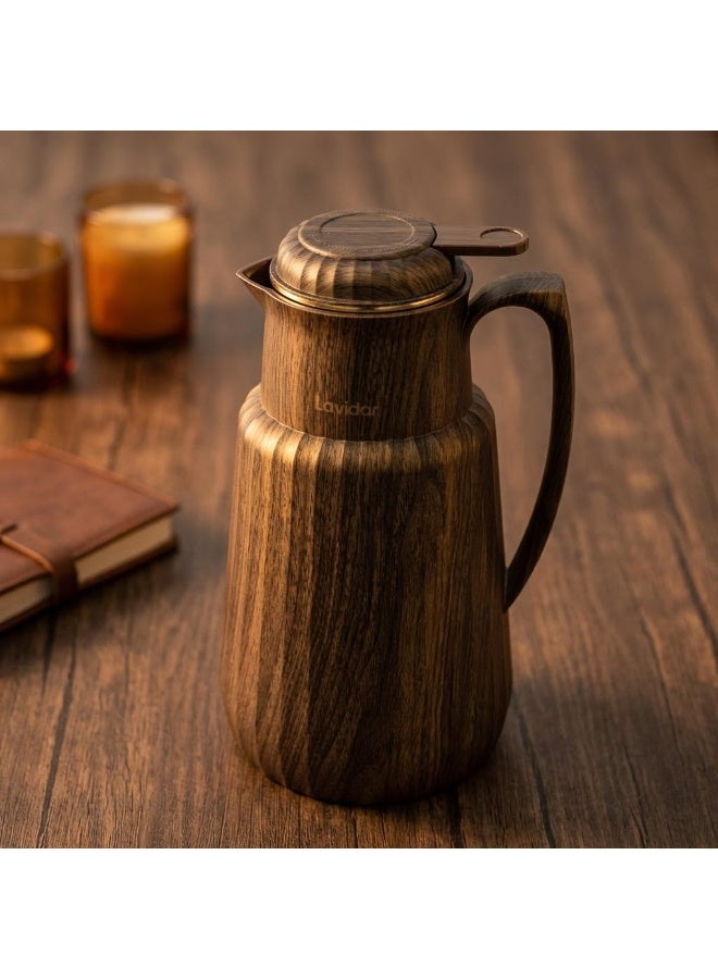 LAVIN by HB Collection | Material: Wooden Body | Inner: Pink Glass Inside | Capacity: 1 Liter | Model: Fashion and Elegance Design | Quality: High Quality Construction | Performance: Long Time Heat Retention | Suitable For: Tea& Coffee - Image 3