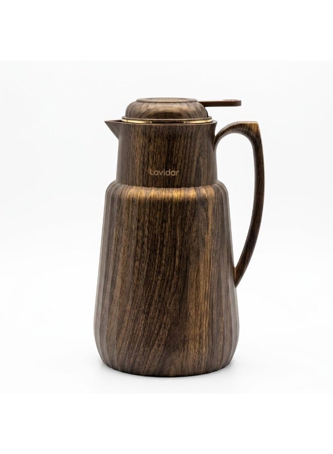 LAVIN by HB Collection | Material: Wooden Body | Inner: Pink Glass Inside | Capacity: 1 Liter | Model: Fashion and Elegance Design | Quality: High Quality Construction | Performance: Long Time Heat Retention | Suitable For: Tea& Coffee - Image 2
