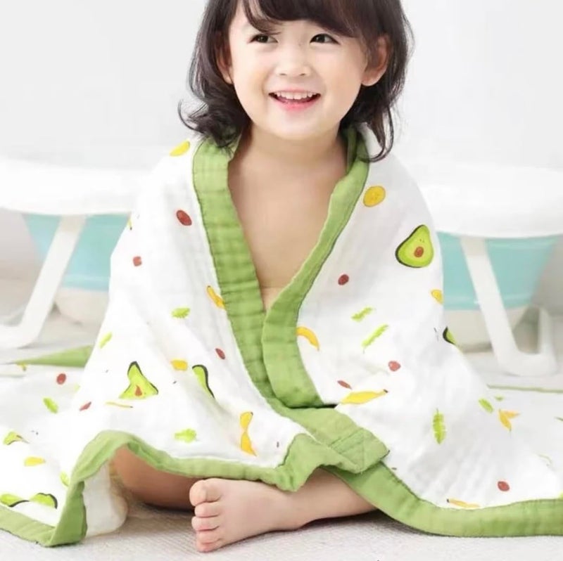 heartbury 100% Organic Cotton 6 Layer Ultra-Soft Muslin Blanket for Baby, Bath Towel for New Born Baby - 110X110 cm - (0-3 Years) (100 * 110Avocado) - Image 3