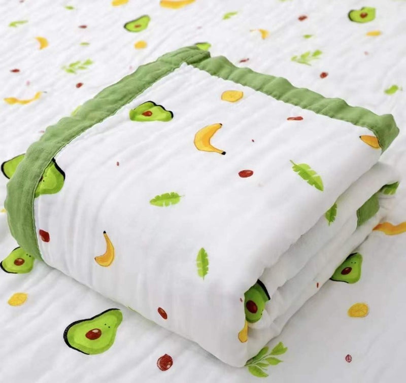 heartbury 100% Organic Cotton 6 Layer Ultra-Soft Muslin Blanket for Baby, Bath Towel for New Born Baby - 110X110 cm - (0-3 Years) (100 * 110Avocado) - Image 1