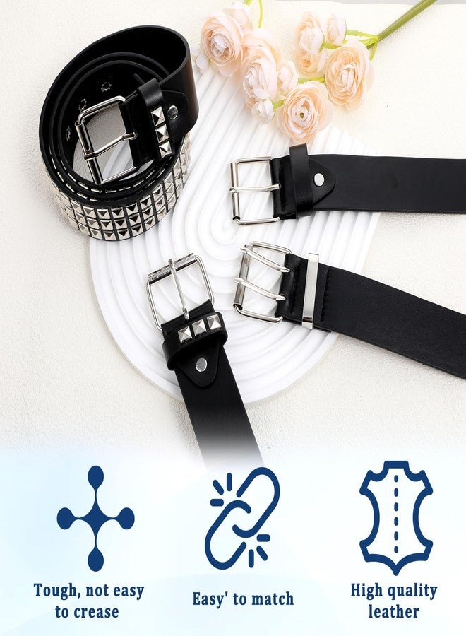 simarro 6 Pcs Black Studded Belts Y2K Belt, 44 inches Long Studded Rivet Double Grommet Belt Set Star Gothic Punk Rock Goth Punk Style Accessories for Men Women - Image 4