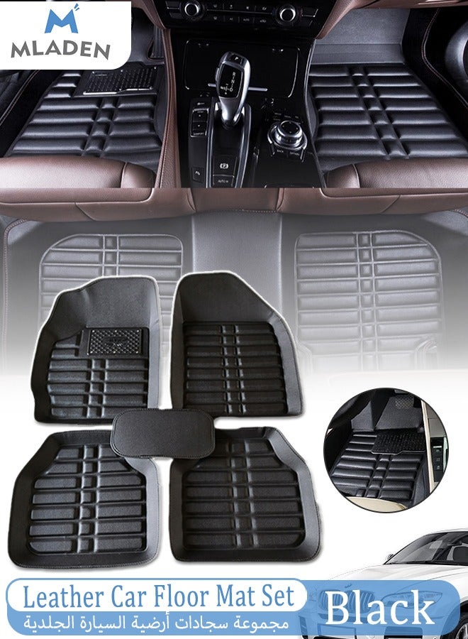 MLADEN 5Pcs/Set Leather Car Floor Mat Set for Cars SUVs and Trucks Waterproof Car Auto Floor Mats Semi Deep Dish Matting Car Floor Matting for All Weather - Image 1