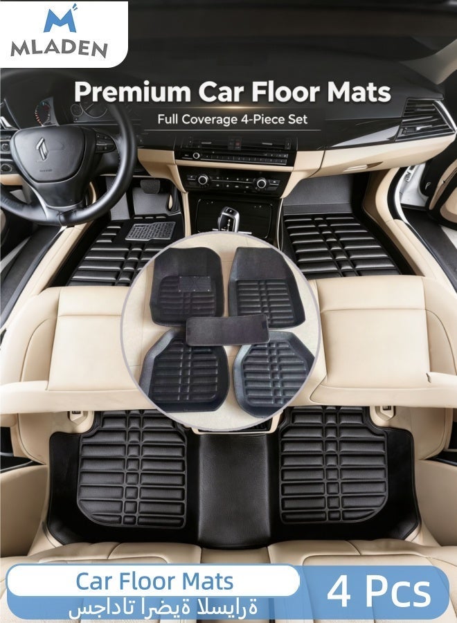 MLADEN 5Pcs/Set Leather Car Floor Mat Set for Cars SUVs and Trucks Waterproof Car Auto Floor Mats Semi Deep Dish Matting Car Floor Matting for All Weather - Image 1