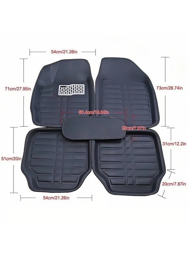 MLADEN 5Pcs/Set Leather Car Floor Mat Set for Cars SUVs and Trucks Waterproof Car Auto Floor Mats Semi Deep Dish Matting Car Floor Matting for All Weather - Image 2