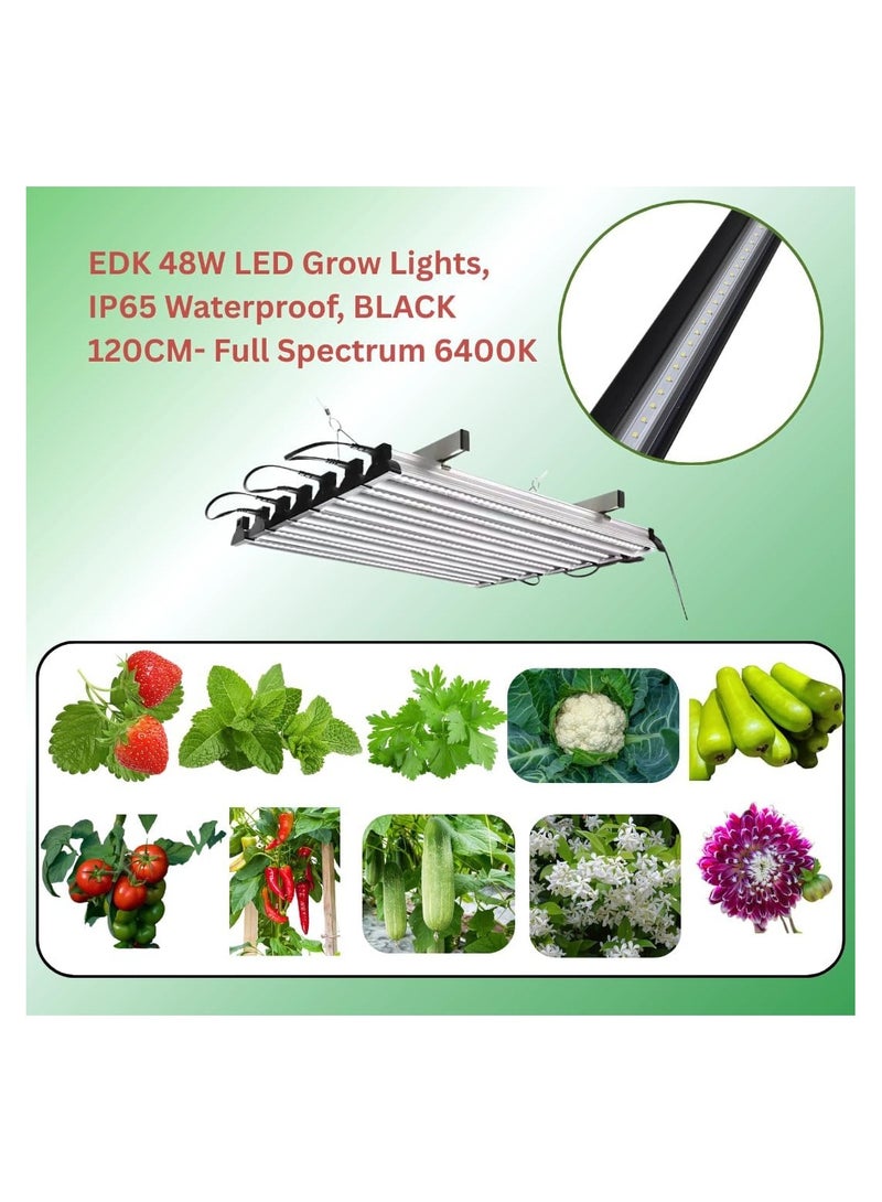 ماركة غير محددة FG ZAIN EDK 48W أضواء نمو LED، مقاومة للماء IP65 – 120 سم طيف كامل 6400K، 5760LM، أسود، توصيل وتشغيل مع قابس بريطاني، ضوء نباتات داخلي مع مشابك تثبيت  - Image 3