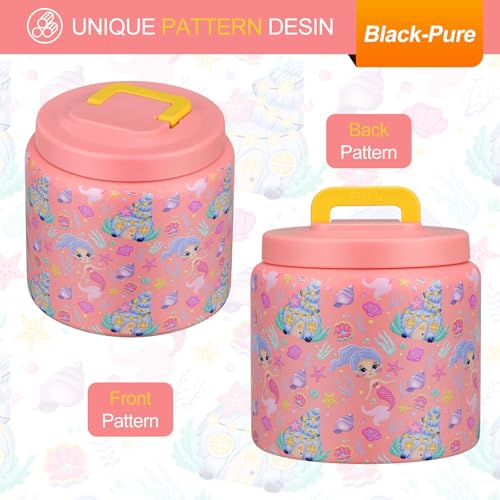 JXXM 13.5 Oz Thermo Food Jar for Hot & Cold Food for Kids, Insulated Lunch Containers Hot Food Jar,Leak-Proof Vacuum Stainless Steel Wide Mouth Lunch Soup Thermo for School (Mermaid) - Image 5