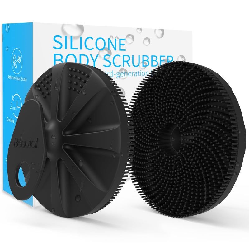BEAUTAIL Silicone Body Scrubber BEAUTAIL Upgrade 3rd Gen Shower Bath Brush Lather Nicely Soft Massage Body More Hygienic Than Traditional Loofah Gentle Exfoliating for Sensitive Skin 1 Pack Black - Image 3