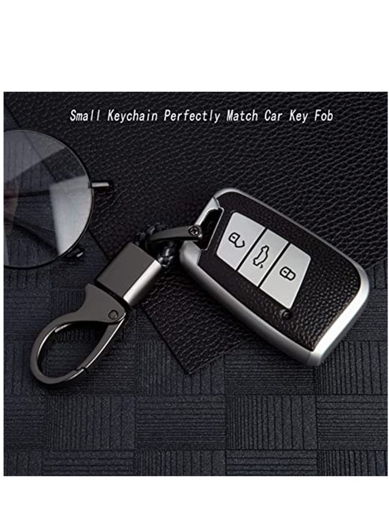 Zikra Car Key Fob, Holder Keys Chain Sturdy Metal with D-ring for Men and Women 2 Pack Black Suitable for Most Car Keys Embedded in PU Leather - Image 5