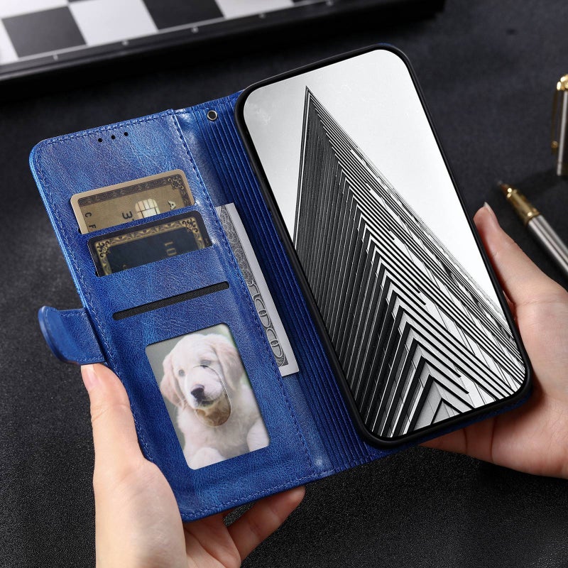 HuHa Case Cover For Xiaomi Redmi Note 13 Pro 5G Simple 6-Card Wallet Leather Phone Case(Blue) - Image 3