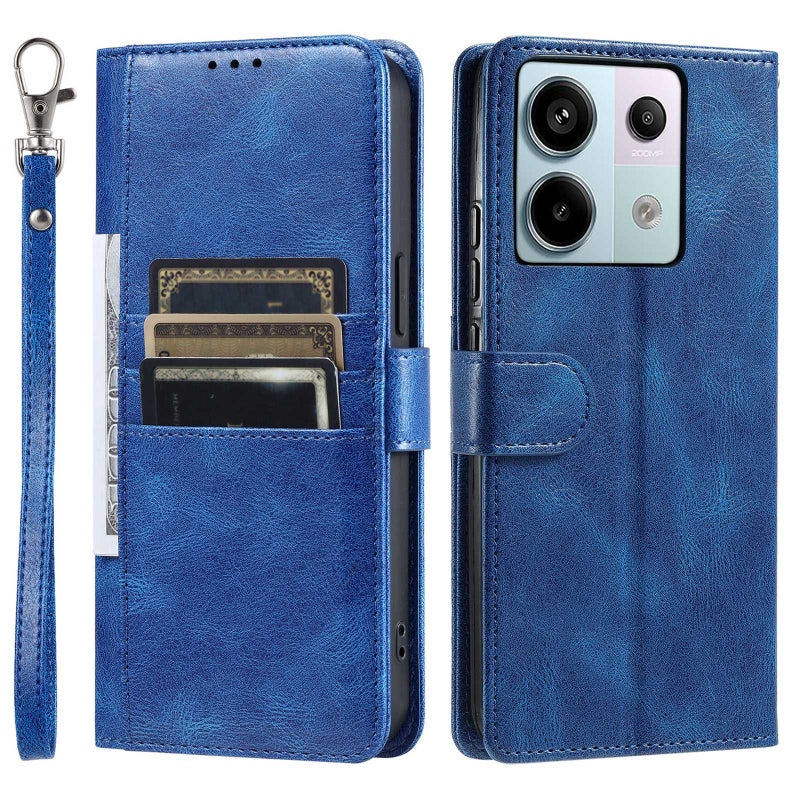 HuHa Case Cover For Xiaomi Redmi Note 13 Pro 5G Simple 6-Card Wallet Leather Phone Case(Blue) - Image 4