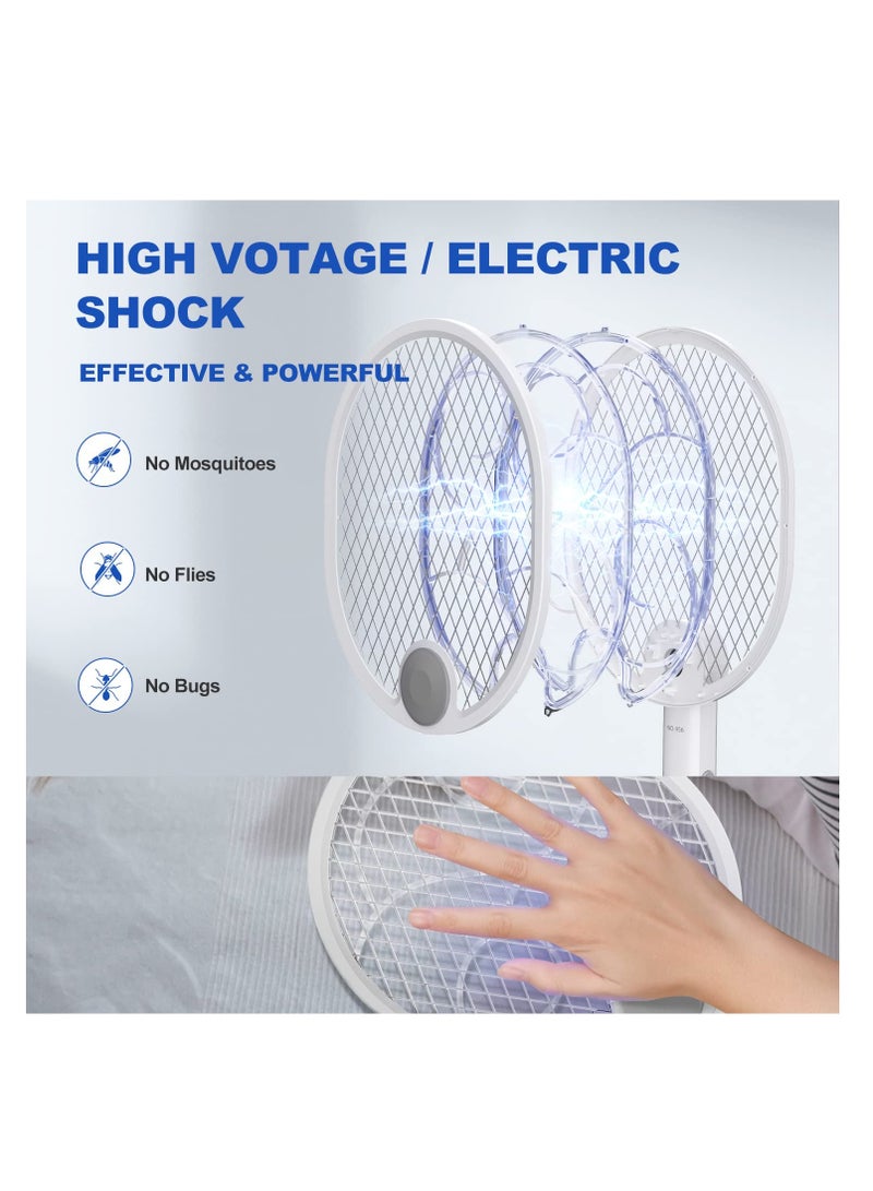 SYOSI Electric Fly Swatter Fly Racket Foldable Fly Zapper USB-Charging Bug Zapper With 1200mah Battery, Extra Powerful For Insects With UV/LED Lightwith 3-Layer Dense Mesh - Image 3