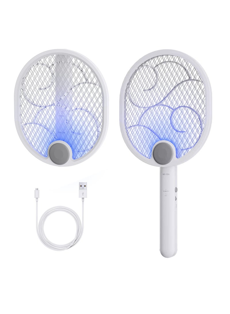 SYOSI Electric Fly Swatter Fly Racket Foldable Fly Zapper USB-Charging Bug Zapper With 1200mah Battery, Extra Powerful For Insects With UV/LED Lightwith 3-Layer Dense Mesh - Image 1