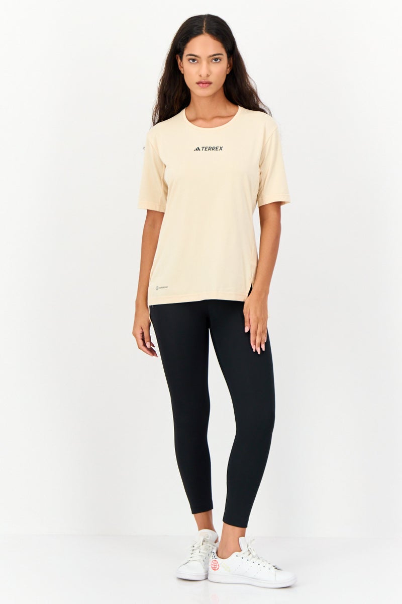 Adidas Terrex X Adidas Women Sportswear Fit Short Sleeve Outdoor Top, Cream - Image 4
