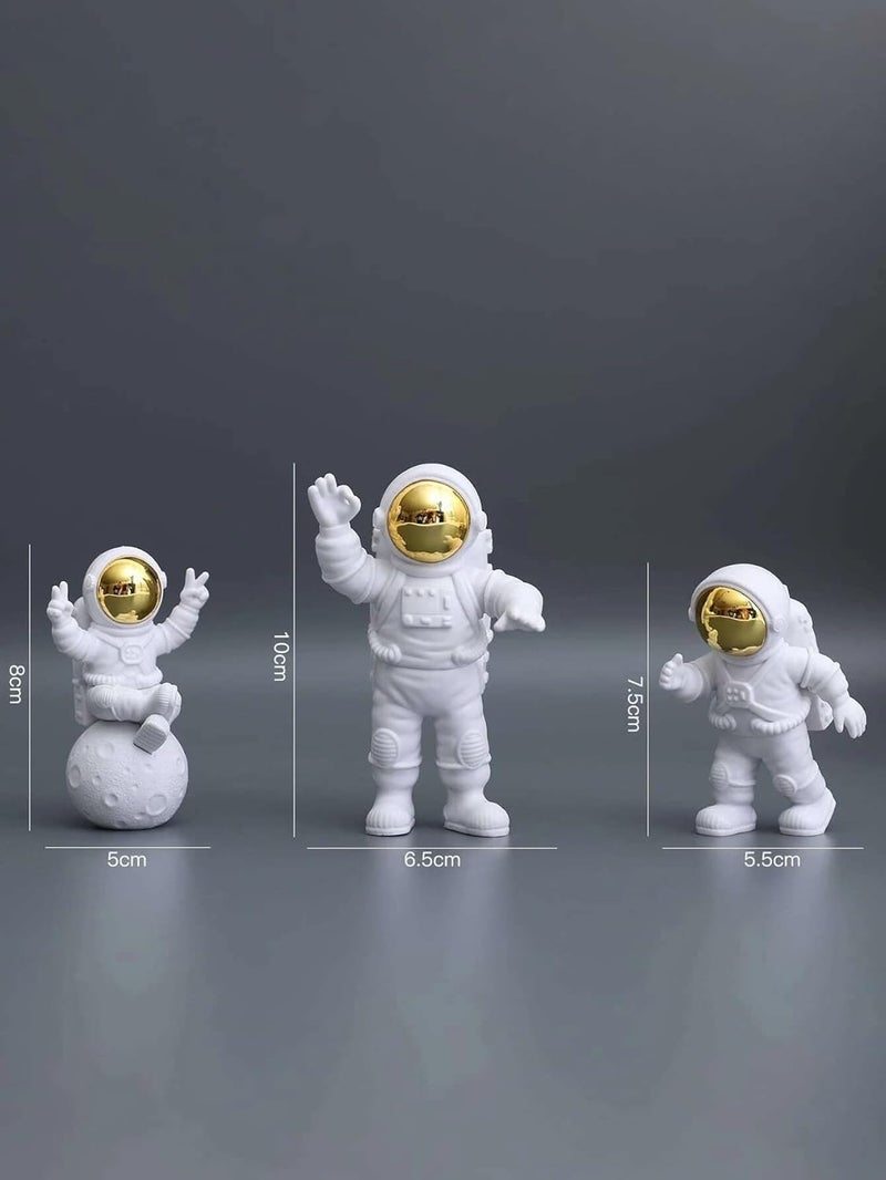 Street27® Resin Astronaut Spaceman Statue Ornament Home Office Desktop Figurine Decors Set of 3 - Golden (Golden Pro), Astronaut - Image 5