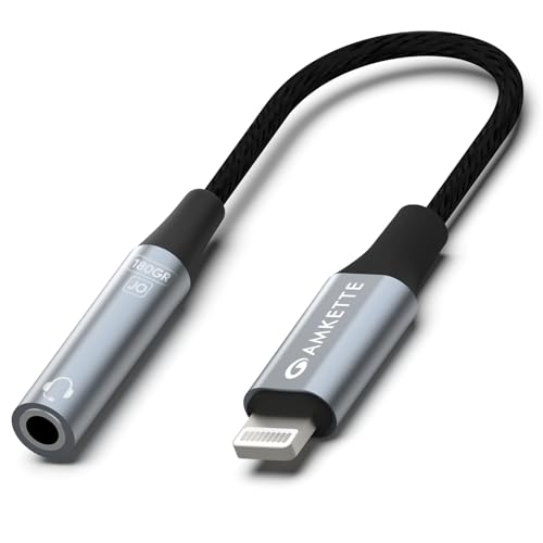 Amkette Adapt Lightning to 3.5mm Audio Jack Connector | DAC Chipset | PVC Fabric Braided Cable | Compatible with iPhones & iPad with Lightning Port | Premium Aluminum Build | Plug & Play - Image 1