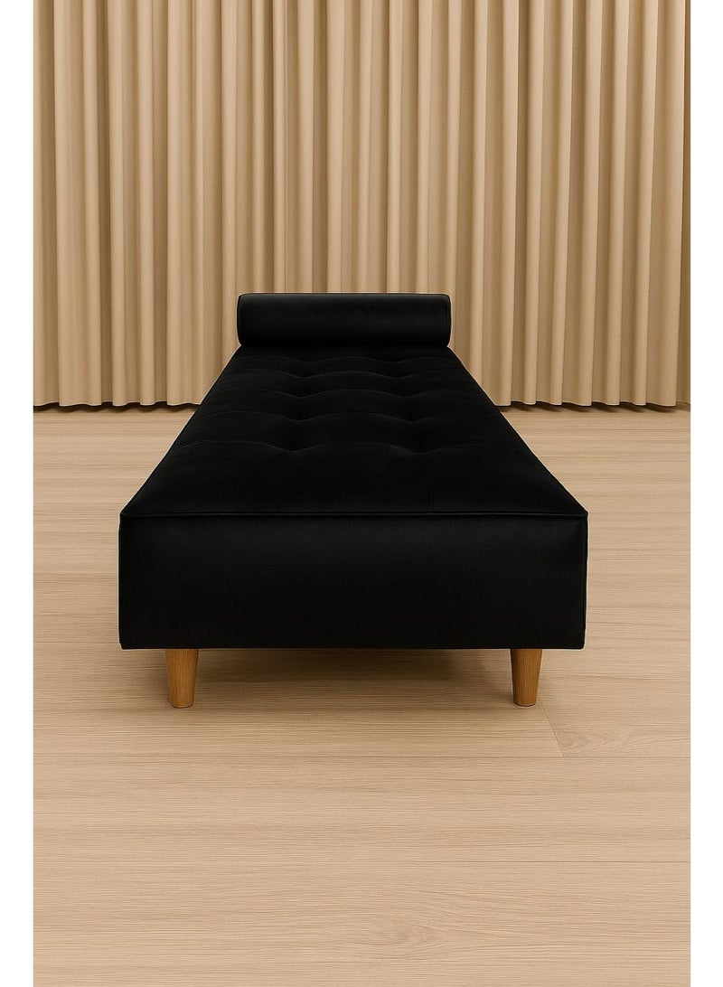 هاوس ون أريكة الاسترخاء الملكية | صوفا عملية تجمع بين الأريكة الكلاسيكية وراحة الاسترخاء اليومية، بتصميم مخملي فاخر ‎180×70×50 سم - أسود - Image 2