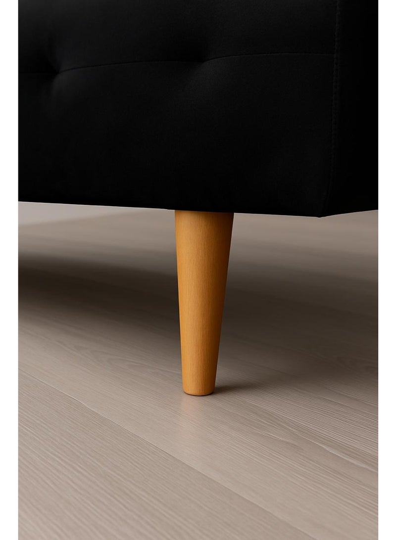 هاوس ون أريكة الاسترخاء الملكية | صوفا عملية تجمع بين الأريكة الكلاسيكية وراحة الاسترخاء اليومية، بتصميم مخملي فاخر ‎180×70×50 سم - أسود - Image 4