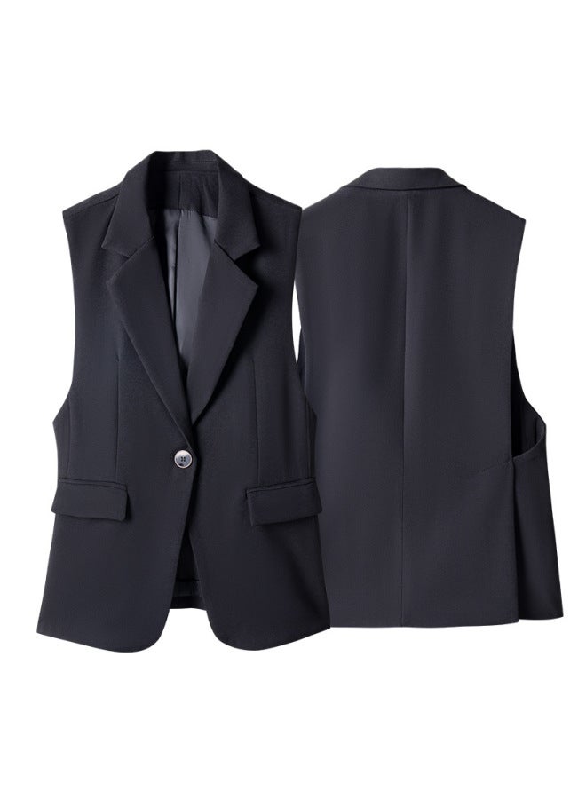 2023 Retro Stacked Suit Vest Coat Women's French Style British Style V-neck Short Waistcoat Outer Wear 