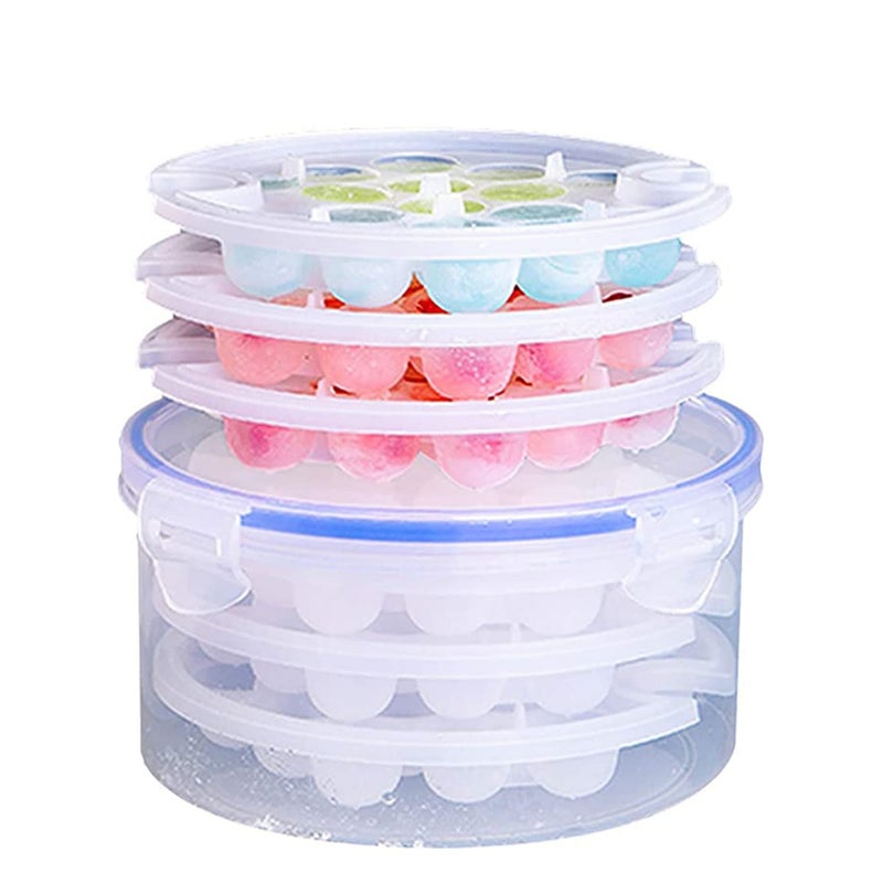 SOLARAE صواني مكعبات الثلج مع حاوية تخزين قالب مكعب الثلج سهل الإخراج مع غطاء للمطبخ المنزلي، الفريزر، المشروبات المختلطة، الويسكي، الكوكتيلات (3 عبوات) - Image 1