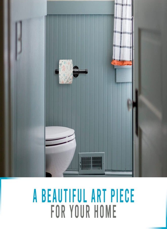 Comfify Industrial Pipe Decor Set for Bathroom - 4 Piece Bathroom Fixture Set: 1 Paper Holder, 1 Robe Hook, 1 Towel Ring & 1 Towel Bar in Matte Black - Farmhouse Bath Accessories/w Screws & Anchors - Square - Image 5