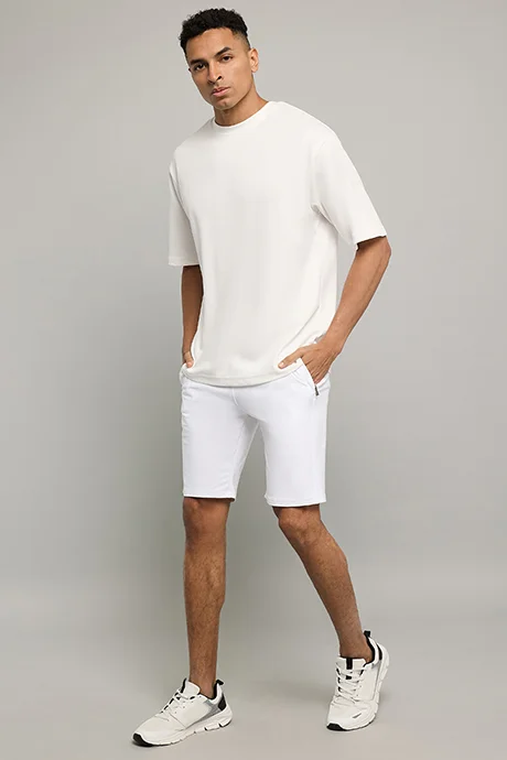 أر أند بي Solid Shorts with Drawstring Waist