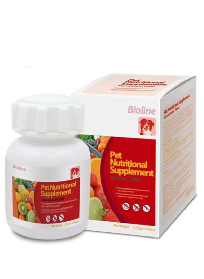 Bioline أقراص مكملات غذائية للحيوانات الأليفة من العناصر الدقيقة للكلاب - 160 كبسولة