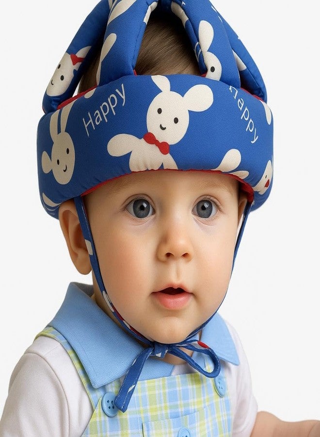 Snugnibble Baby Soft Cushion Cap with Chin Strap | Cute Printed Headwear for Infants (6-24 Months) (Blue) - Image 1