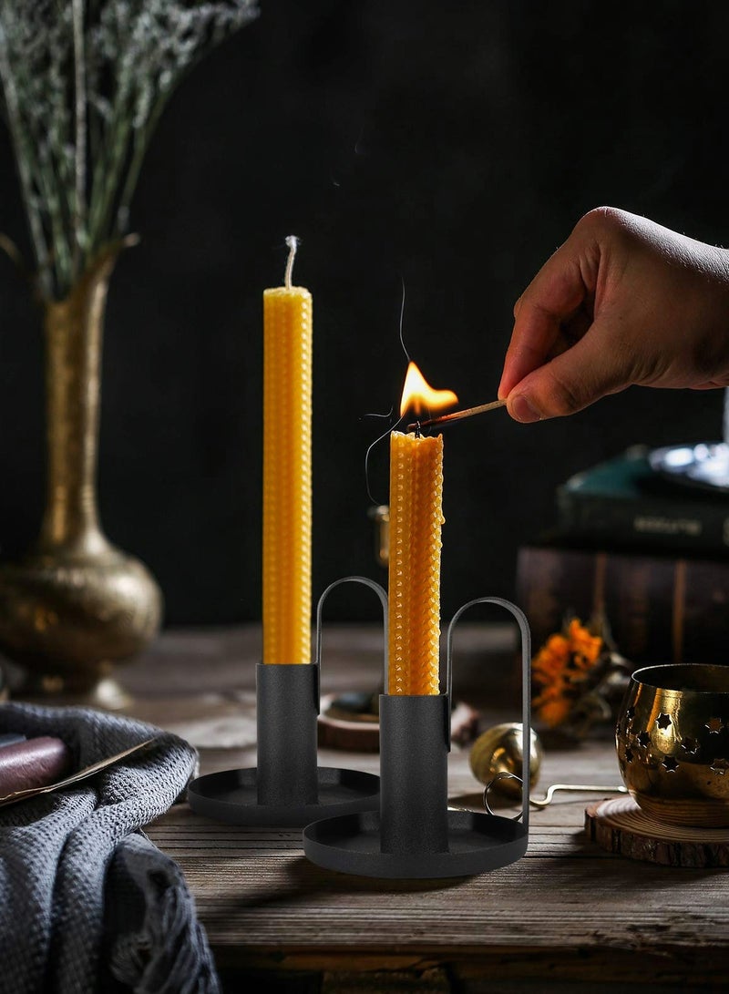 KASTWAVE Candles Holder Set, 2 Pcs Iron Plate with Handles - Image 4