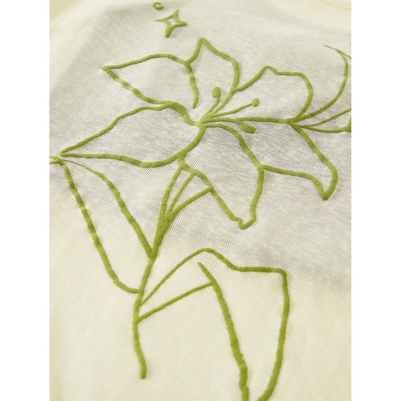 Women's Two-Piece Summer Set - Yellow Lyocell Long-Sleeve Off-Shoulder Blouse with Camisole - Image 3